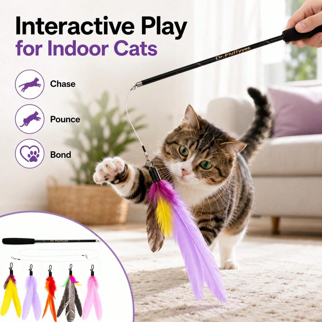 Игрушка-удочка для кошек с 5 п – обзор и цена Interactive Cat Toy